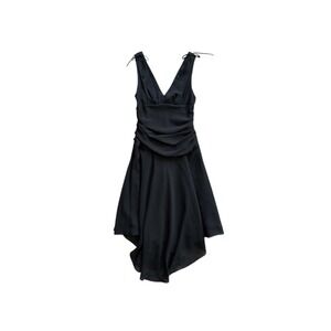 ELIZA J Little Black Dress Fit Flare Cocktail Formal Ruching‎ Y2k Midi Size 6